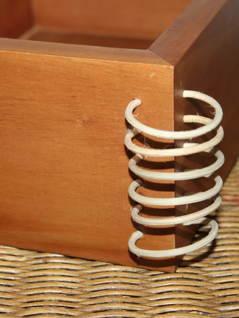 West Elm. Decorative Wooden Storage Box With a Lid and Side Cord Detailing